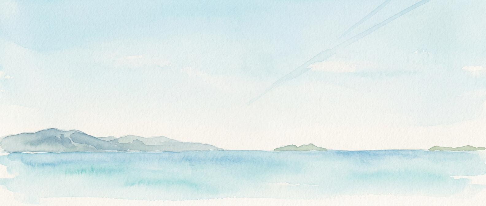 Watercolor illustration of the Vlorë bay seen from the coast